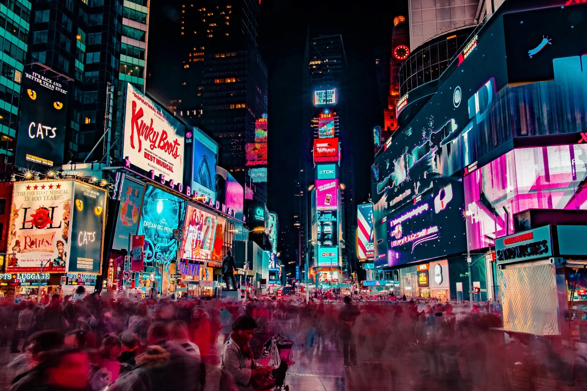 Illuminated advertising displays in Times Square